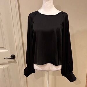 She + Sky Black Satin Blouse